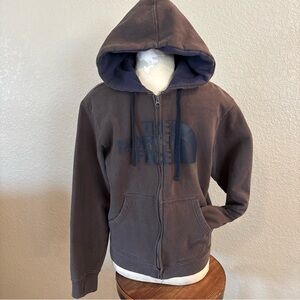 The North Face Men’s Med Full Zip Grey Blue Logo Hoodie